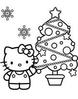 coloriage hello kitty et son sapin de noel